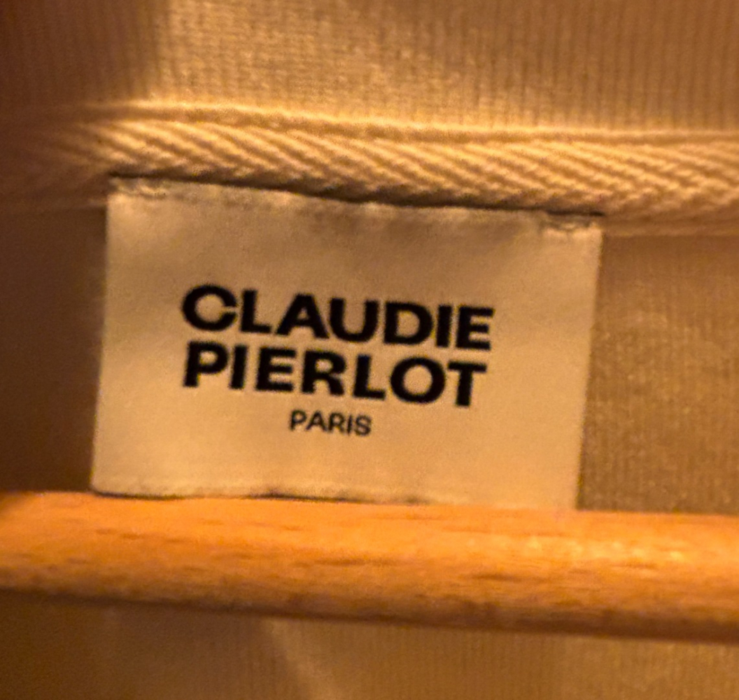 Claudie Pierlot Robe midi twist bi-matière ivoire