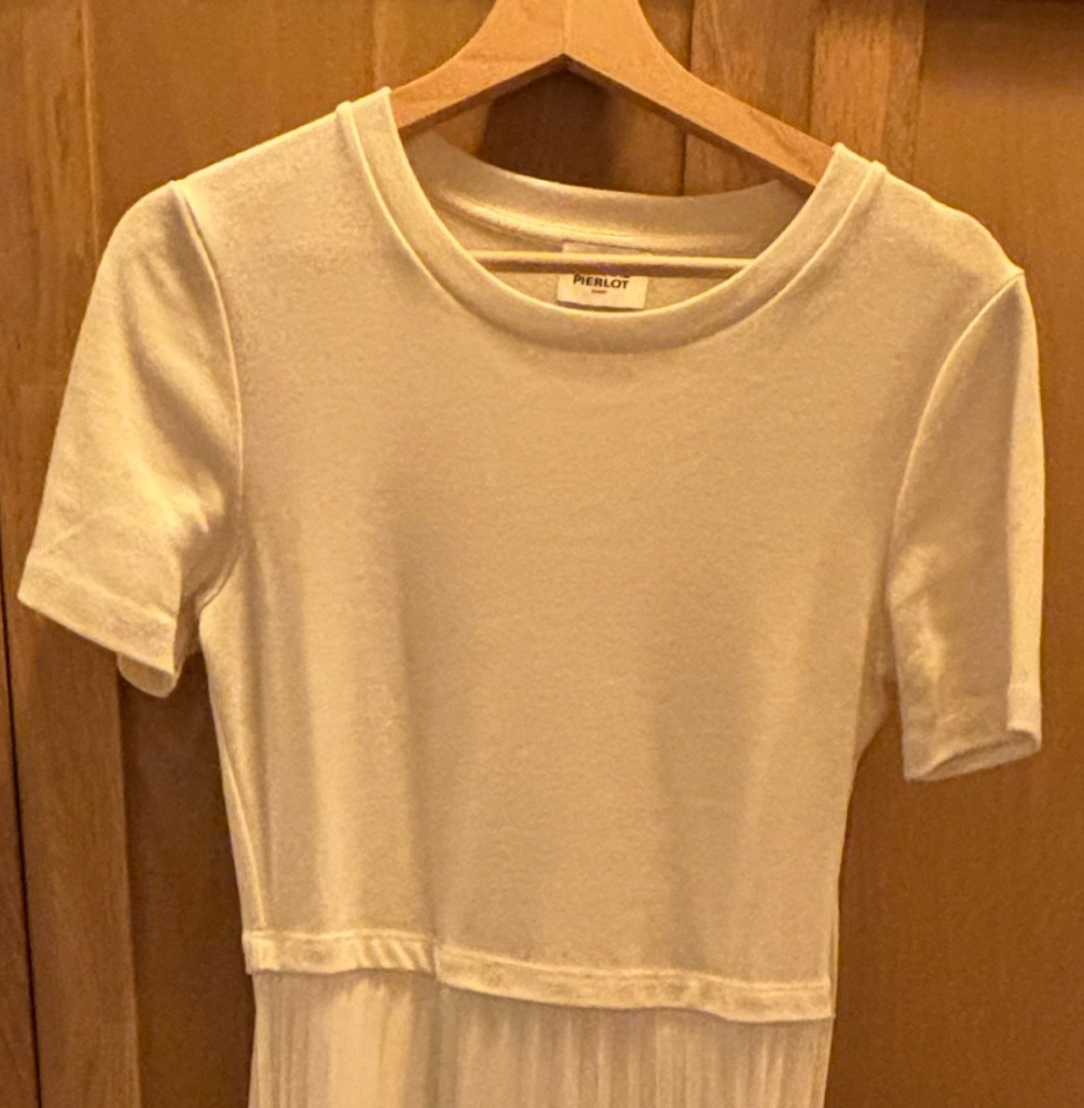 Claudie Pierlot Robe midi twist bi-matière ivoire