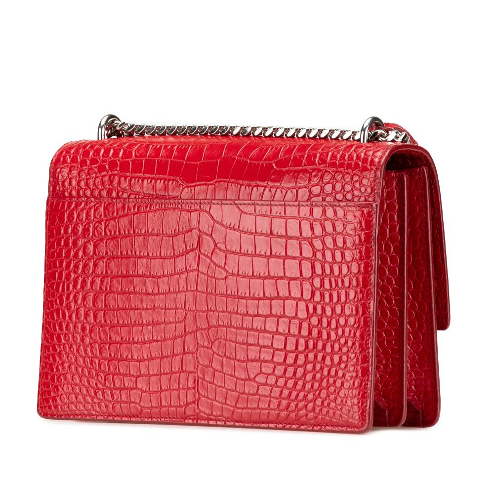 Saint Laurent B Saint Laurent Red Calf Leather Medium Croc Embossed Sunset Crossbody Italy