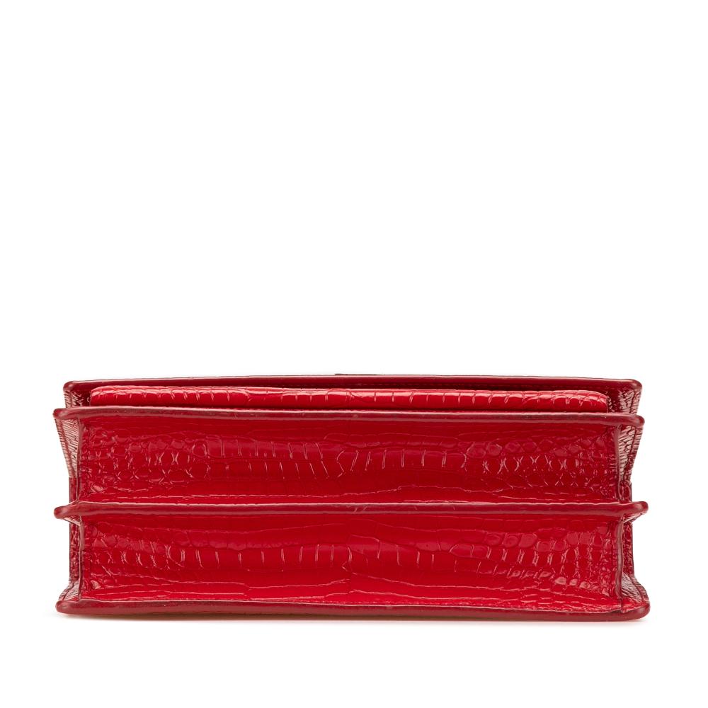 Saint Laurent B Saint Laurent Red Calf Leather Medium Croc Embossed Sunset Crossbody Italy