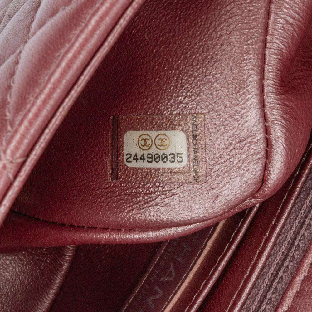 Chanel Pink Lambskin Leather Leather Mini Rectangular Classic Iridescent Lambskin Single Flap Italy