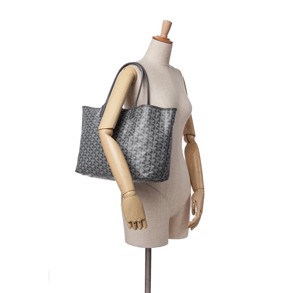 Goyard B Goyard Black Coated Canvas Fabric Goyardine Saint Louis PM France