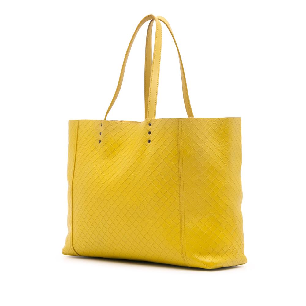 Bottega Veneta B Bottega Veneta Yellow Calf Leather Intrecciomirage Tote Italy