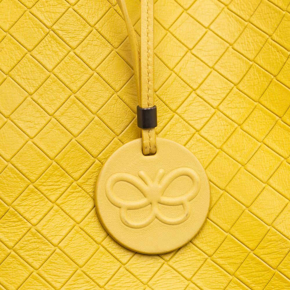 Bottega Veneta B Bottega Veneta Yellow Calf Leather Intrecciomirage Tote Italy