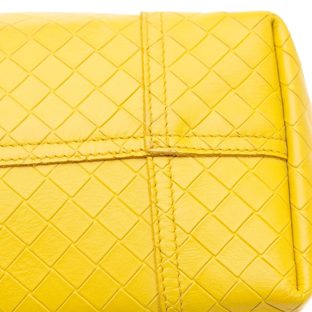 Bottega Veneta B Bottega Veneta Yellow Calf Leather Intrecciomirage Tote Italy