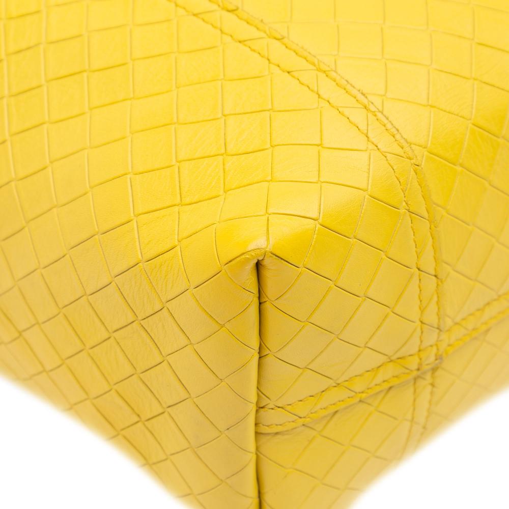 Bottega Veneta B Bottega Veneta Yellow Calf Leather Intrecciomirage Tote Italy
