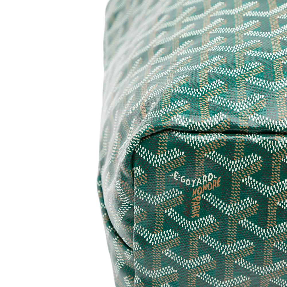 Goyard B Goyard Green Coated Canvas Fabric Goyardine Saint Louis PM France