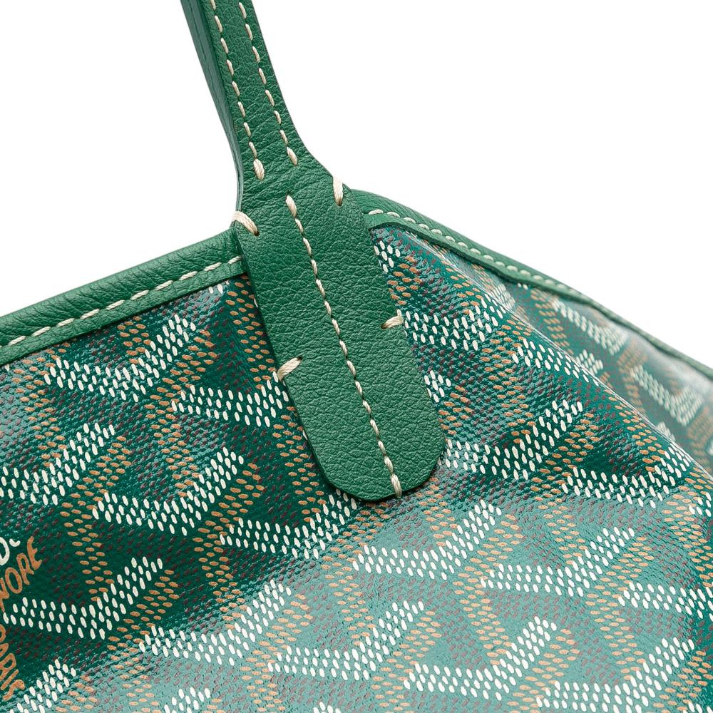 Goyard B Goyard Green Coated Canvas Fabric Goyardine Saint Louis PM France