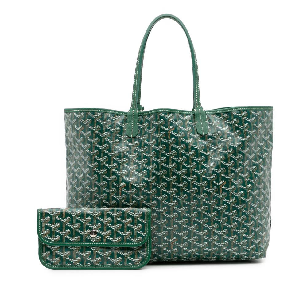 Goyard B Goyard Green Coated Canvas Fabric Goyardine Saint Louis PM France