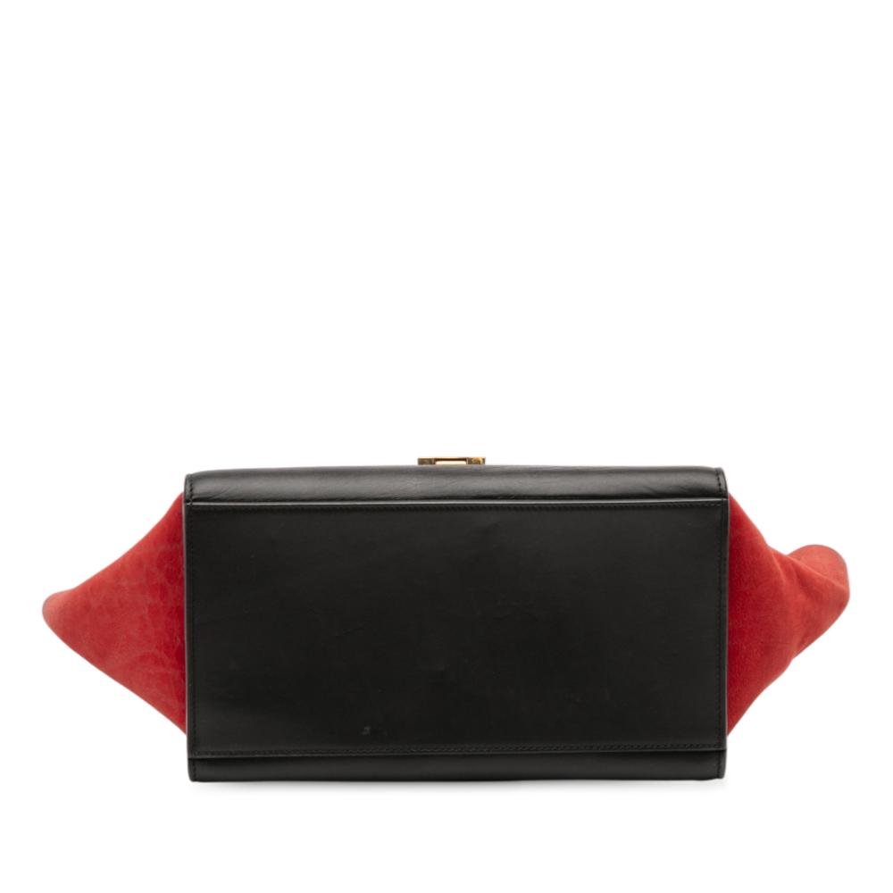 Celine B Celine Black with Multi Calf Leather Small Tricolor Trapeze Satchel Italy