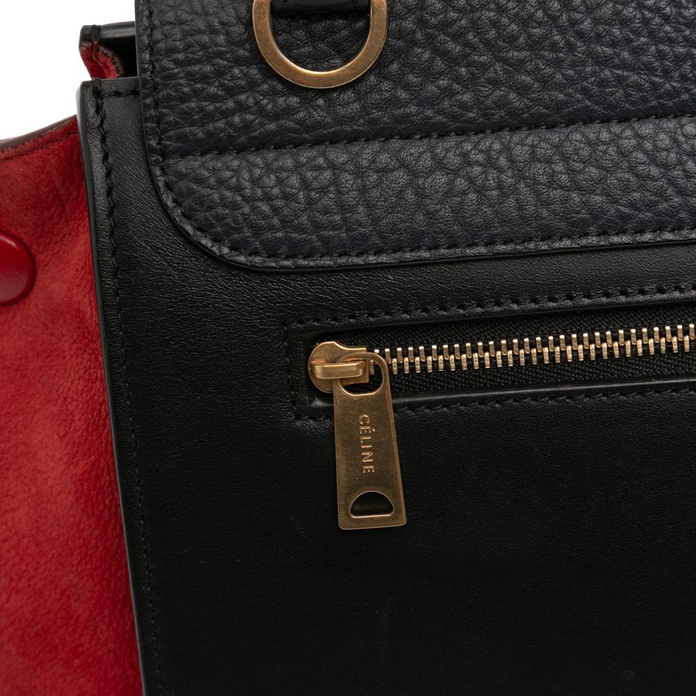 Celine B Celine Black with Multi Calf Leather Small Tricolor Trapeze Satchel Italy