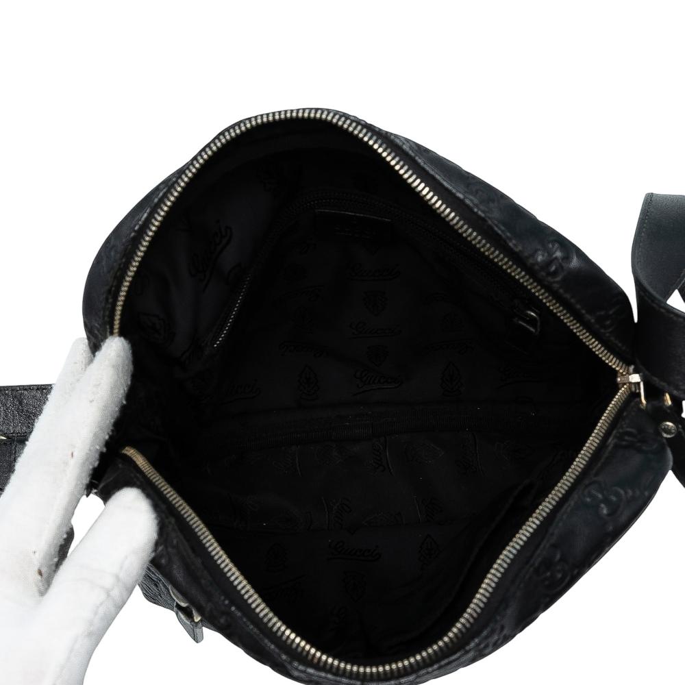 Gucci B Gucci Black Calf Leather Guccissima Crossbody Italy