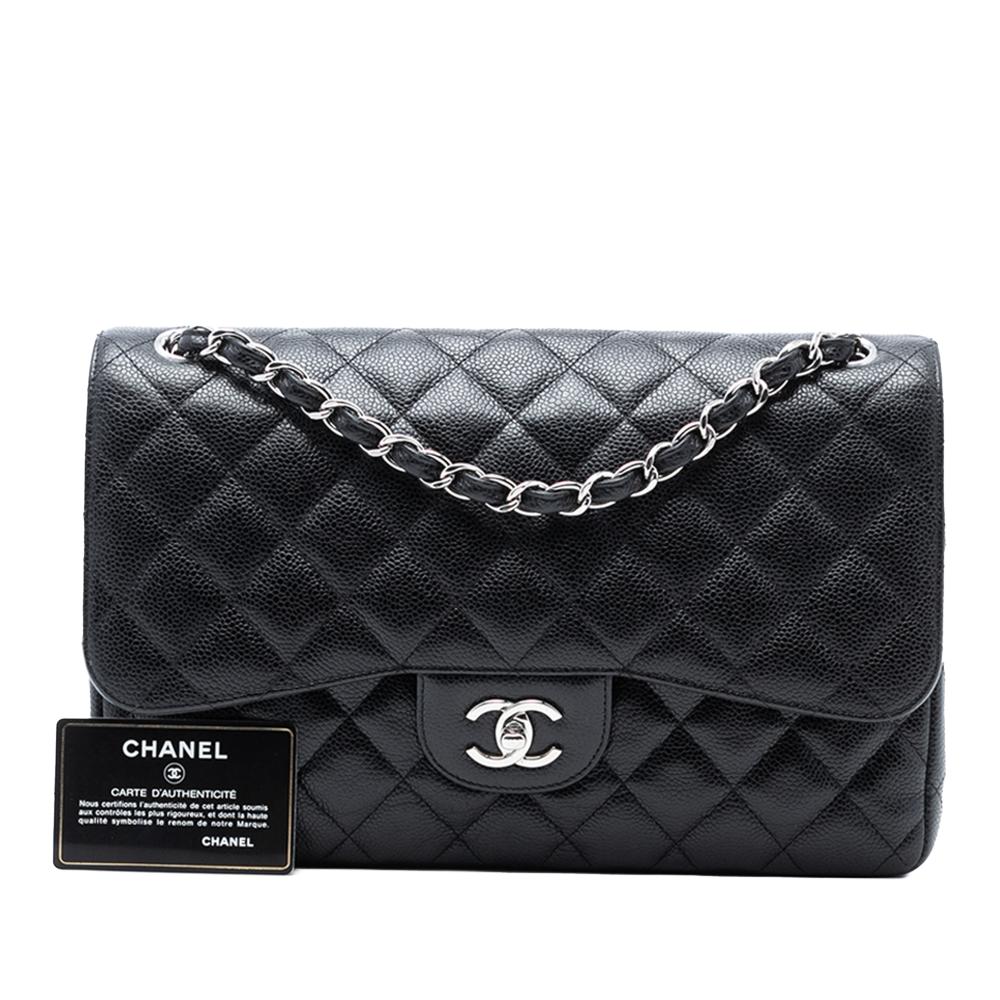 Chanel B Chanel Black Caviar Leather Leather Jumbo Classic Caviar Double Flap Italy