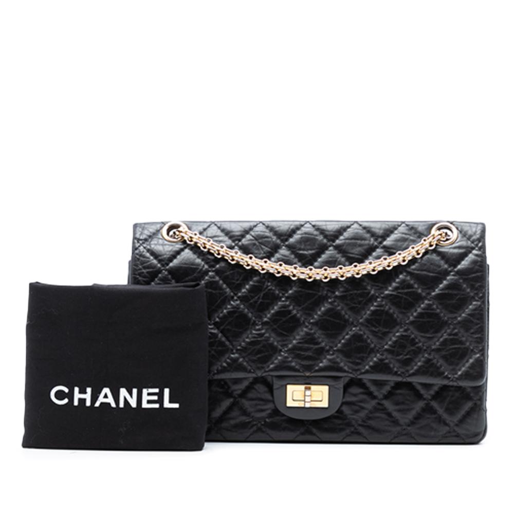 Chanel B Chanel Black Calf Leather Reissue 2.55 Aged skin Double Flap 226 France