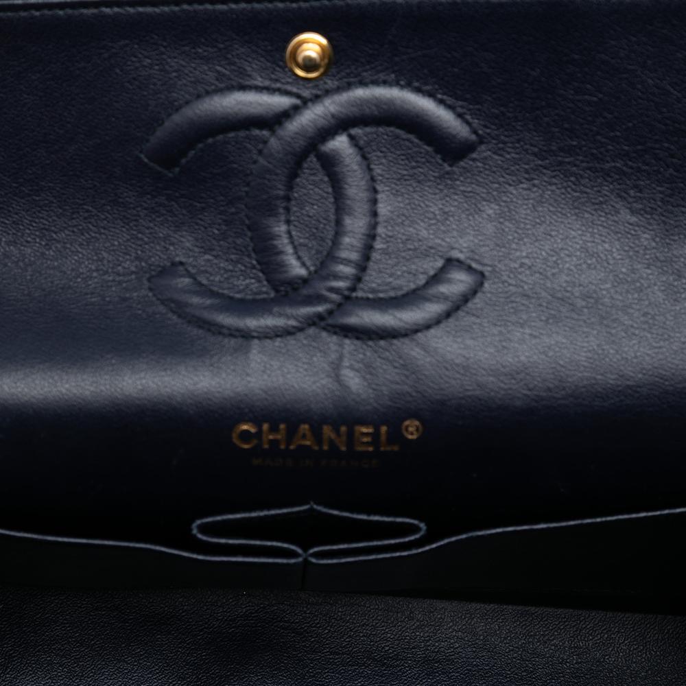 Chanel B Chanel Blue Navy Caviar Leather Leather Medium Classic Caviar Double Flap France