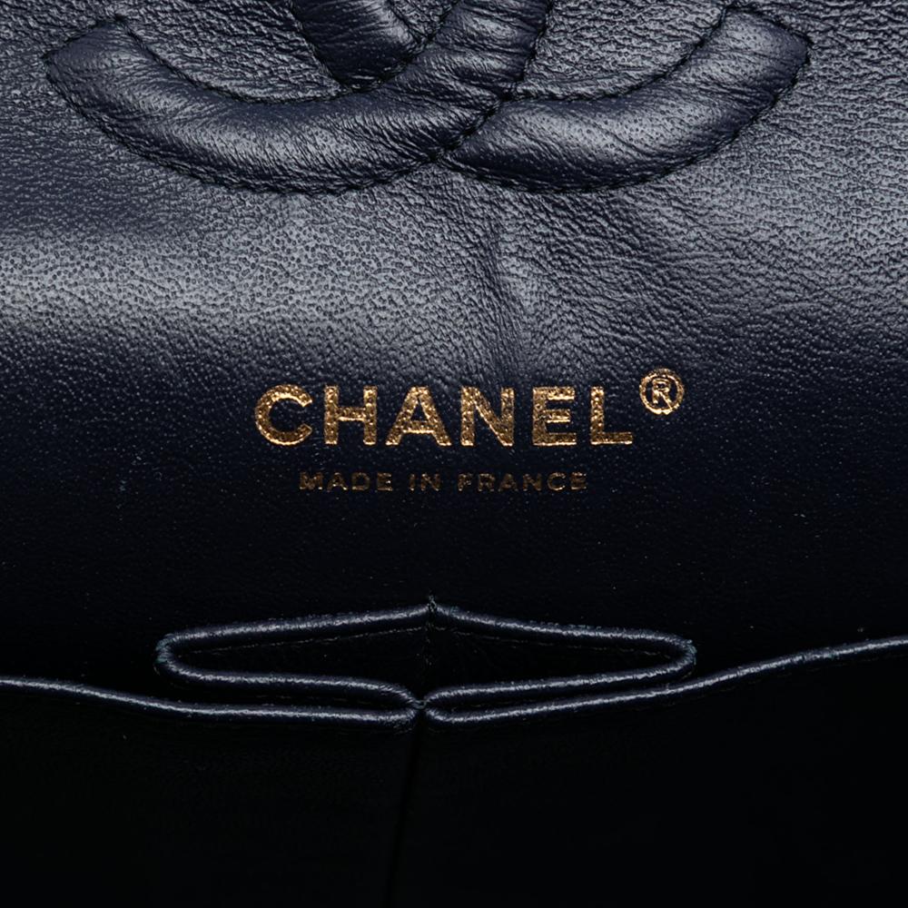 Chanel B Chanel Blue Navy Caviar Leather Leather Medium Classic Caviar Double Flap France