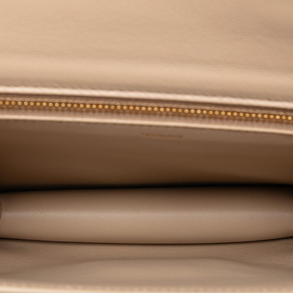 Celine AB Celine Brown Beige Calf Leather Teen Shiny skin Triomphe Besace Clea Chain Crossbody Italy