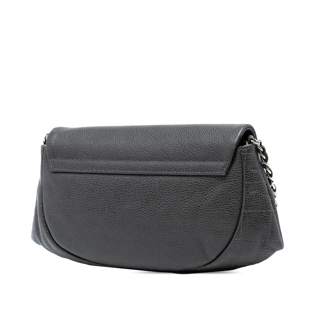 Chanel B Chanel Gray Dark Gray Caviar Leather Leather CC Caviar Half Moon Wallet on Chain Italy