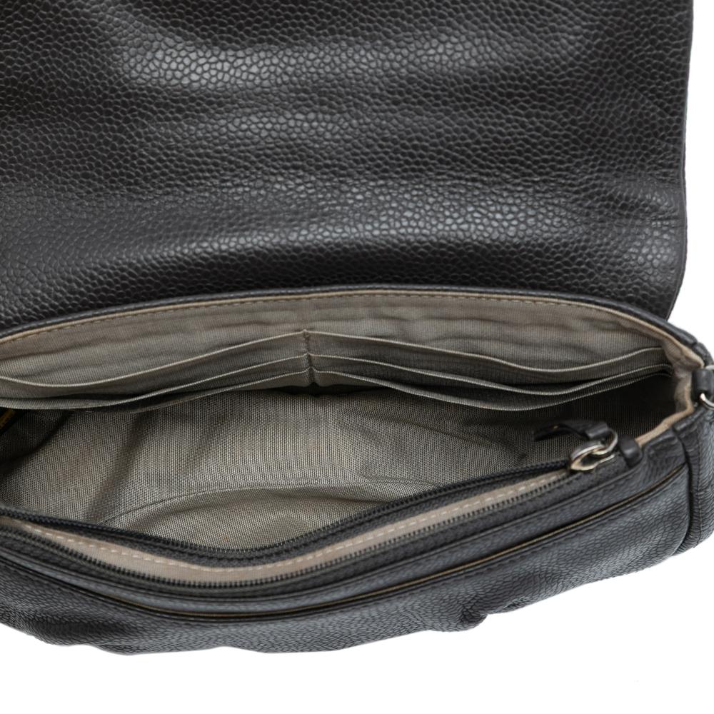 Chanel B Chanel Gray Dark Gray Caviar Leather Leather CC Caviar Half Moon Wallet on Chain Italy