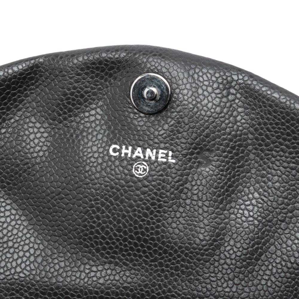 Chanel B Chanel Gray Dark Gray Caviar Leather Leather CC Caviar Half Moon Wallet on Chain Italy