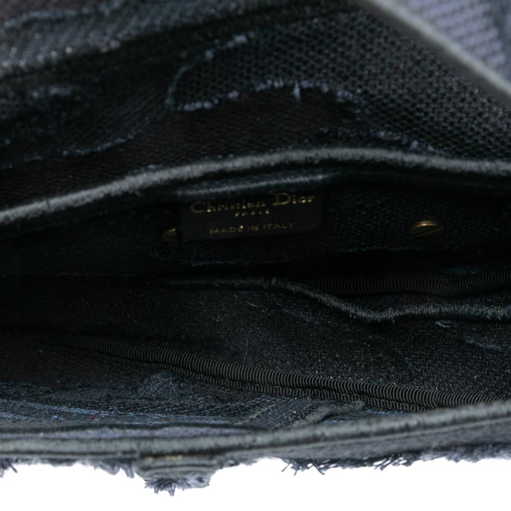 Christian Dior B Dior Blue Navy Canvas Fabric Camouflage Embroidered Saddle Bag Italy