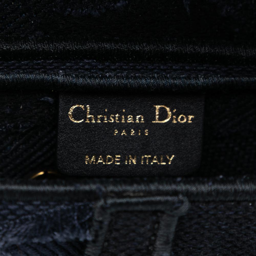 Christian Dior B Dior Blue Navy Canvas Fabric Camouflage Embroidered Saddle Bag Italy