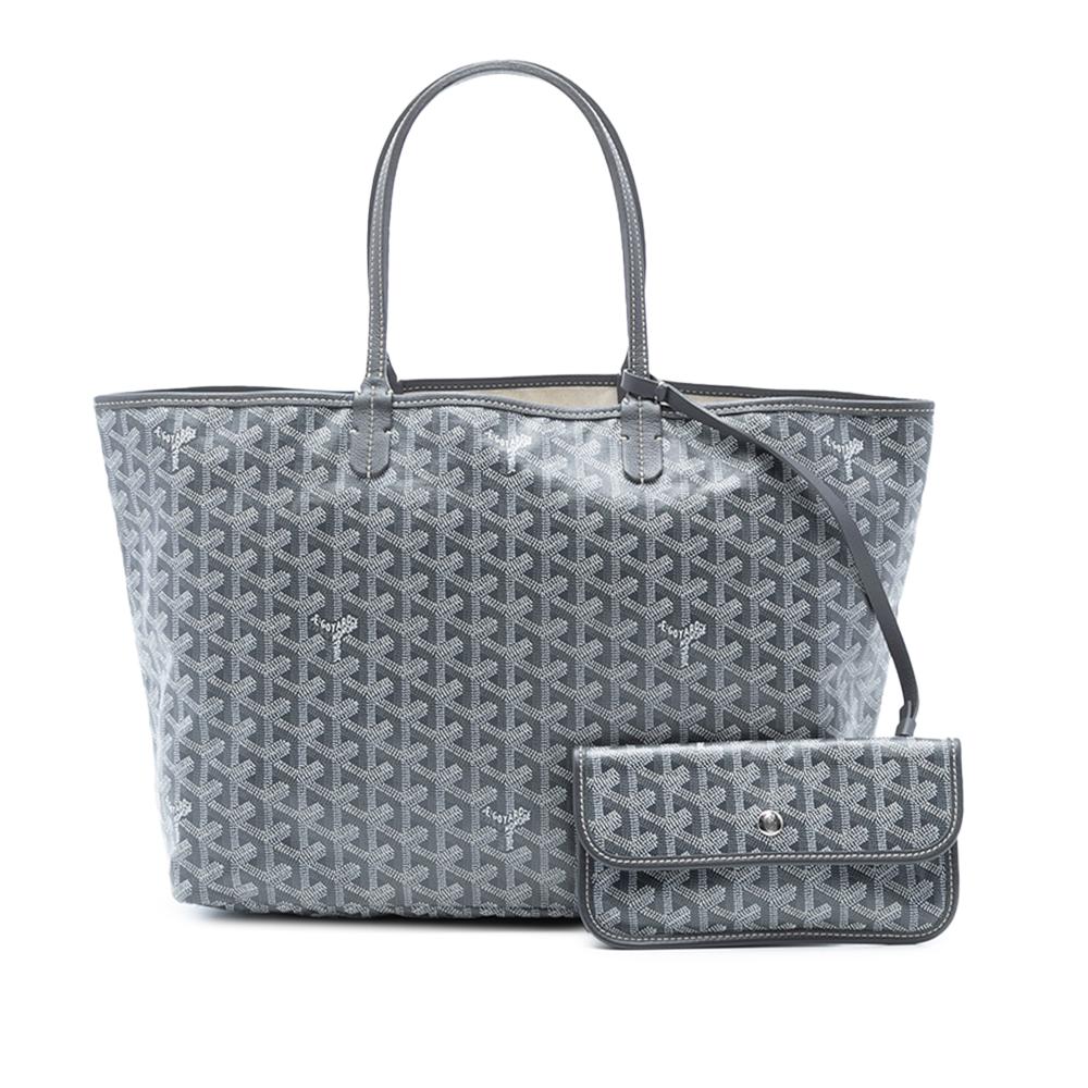 Goyard B Goyard Gray Light Gray Coated Canvas Fabric Goyardine Saint Louis PM France