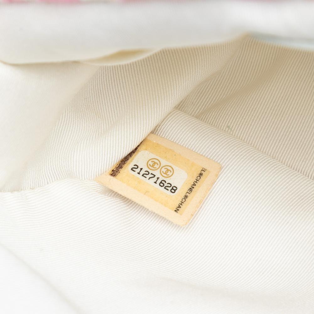 Chanel AB Chanel White Ivory Wool Fabric Medium Classic Multicolor Cashmere Knit Single Flap France