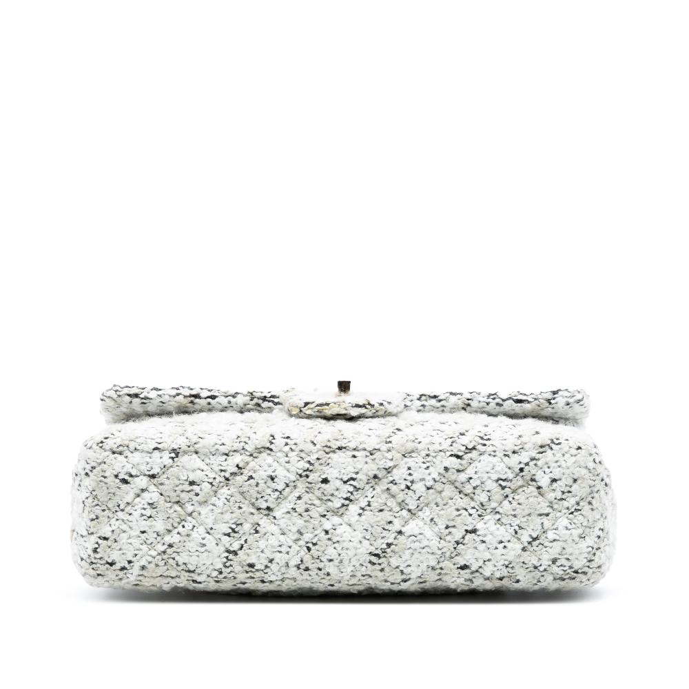 Chanel AB Chanel White Tweed Fabric Medium Classic Double Flap France