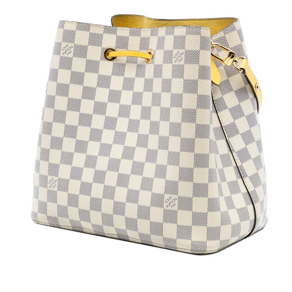 Louis Vuitton B Louis Vuitton White with Yellow Damier Canvas Fabric Damier Azur Neonoe MM France