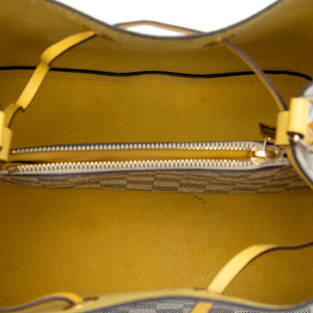 Louis Vuitton B Louis Vuitton White with Yellow Damier Canvas Fabric Damier Azur Neonoe MM France