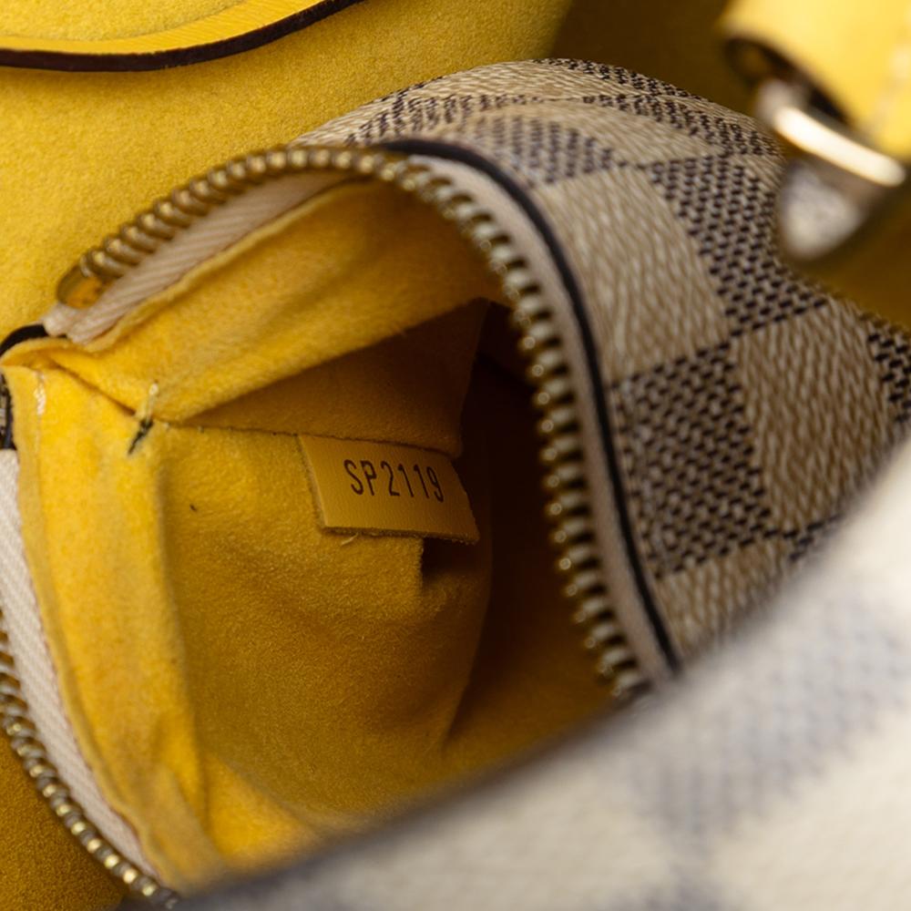 Louis Vuitton B Louis Vuitton White with Yellow Damier Canvas Fabric Damier Azur Neonoe MM France