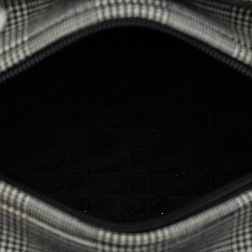 Christian Dior B Dior Gray Canvas Fabric Medium Houndstooth Lady Dior Italy