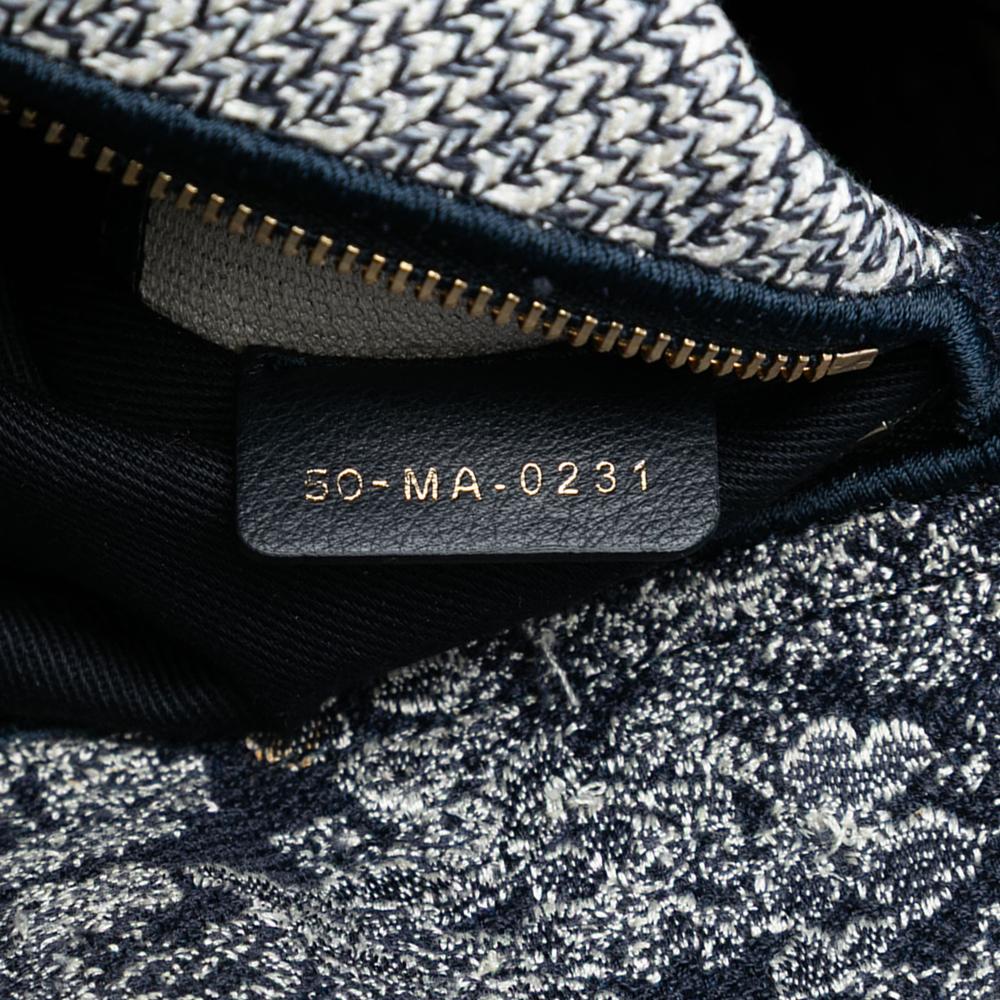 Christian Dior B Dior Blue Navy Canvas Fabric Large Embroidered Toile de Jouy Lady D Lite Italy