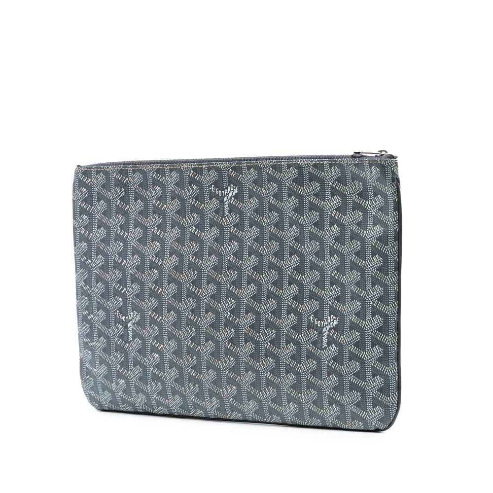 Goyard B Goyard Gray Coated Canvas Fabric Goyardine Senat MM France