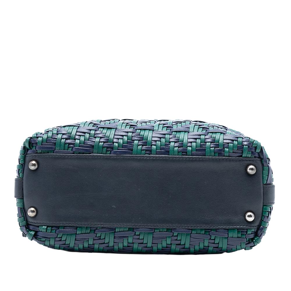 Chanel B Chanel Blue Calf Leather CC Woven skin Bowling Bag Italy