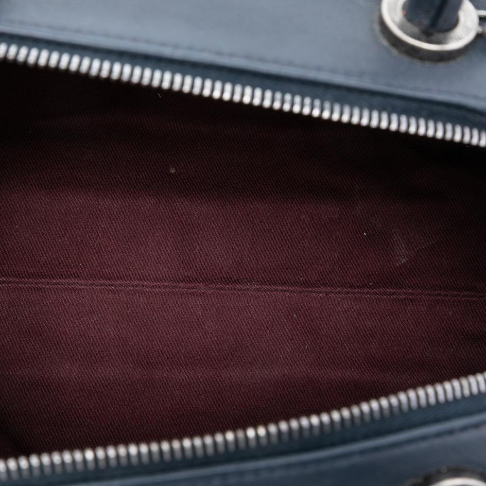 Chanel B Chanel Blue Calf Leather CC Woven skin Bowling Bag Italy