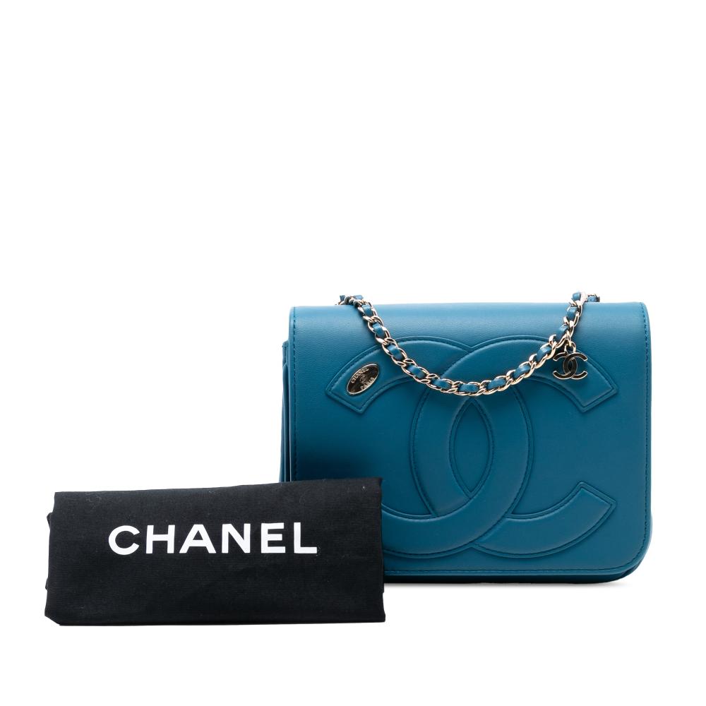 Chanel AB Chanel Blue Lambskin Leather Leather Lambskin CC Mania Flap Italy