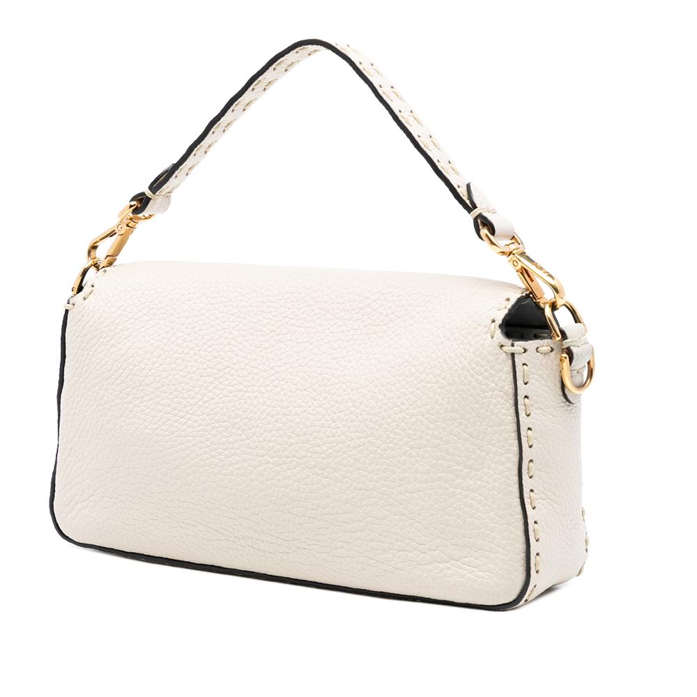 Fendi AB Fendi Brown Beige Calf Leather Medium Selleria Baguette Satchel Italy