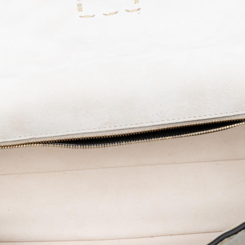 Fendi AB Fendi Brown Beige Calf Leather Medium Selleria Baguette Satchel Italy