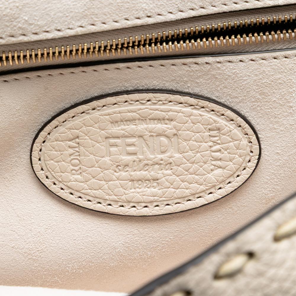 Fendi AB Fendi Brown Beige Calf Leather Medium Selleria Baguette Satchel Italy