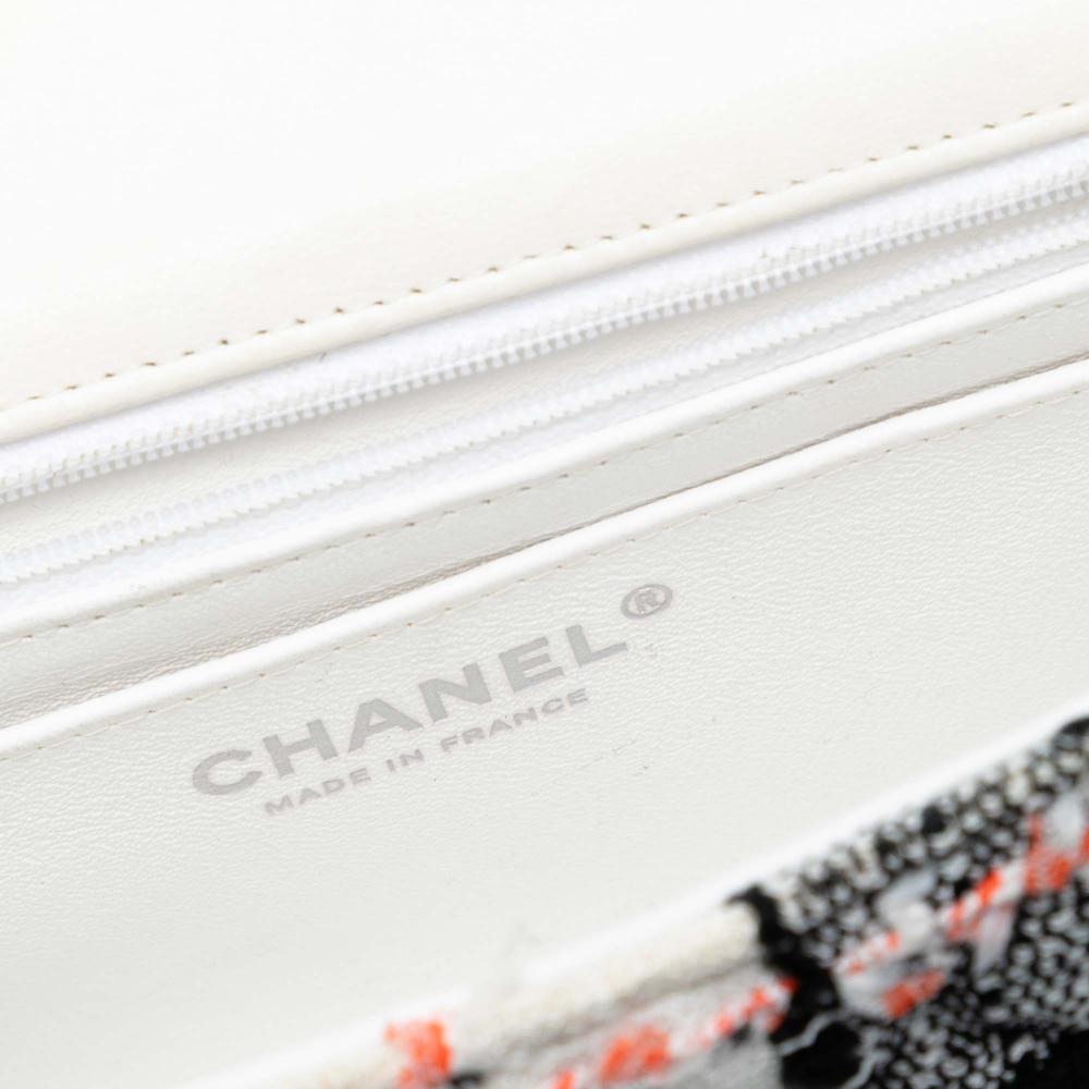 Chanel B Chanel White with Multi Tweed Fabric Mini Rectangular Classic Check Single Flap France