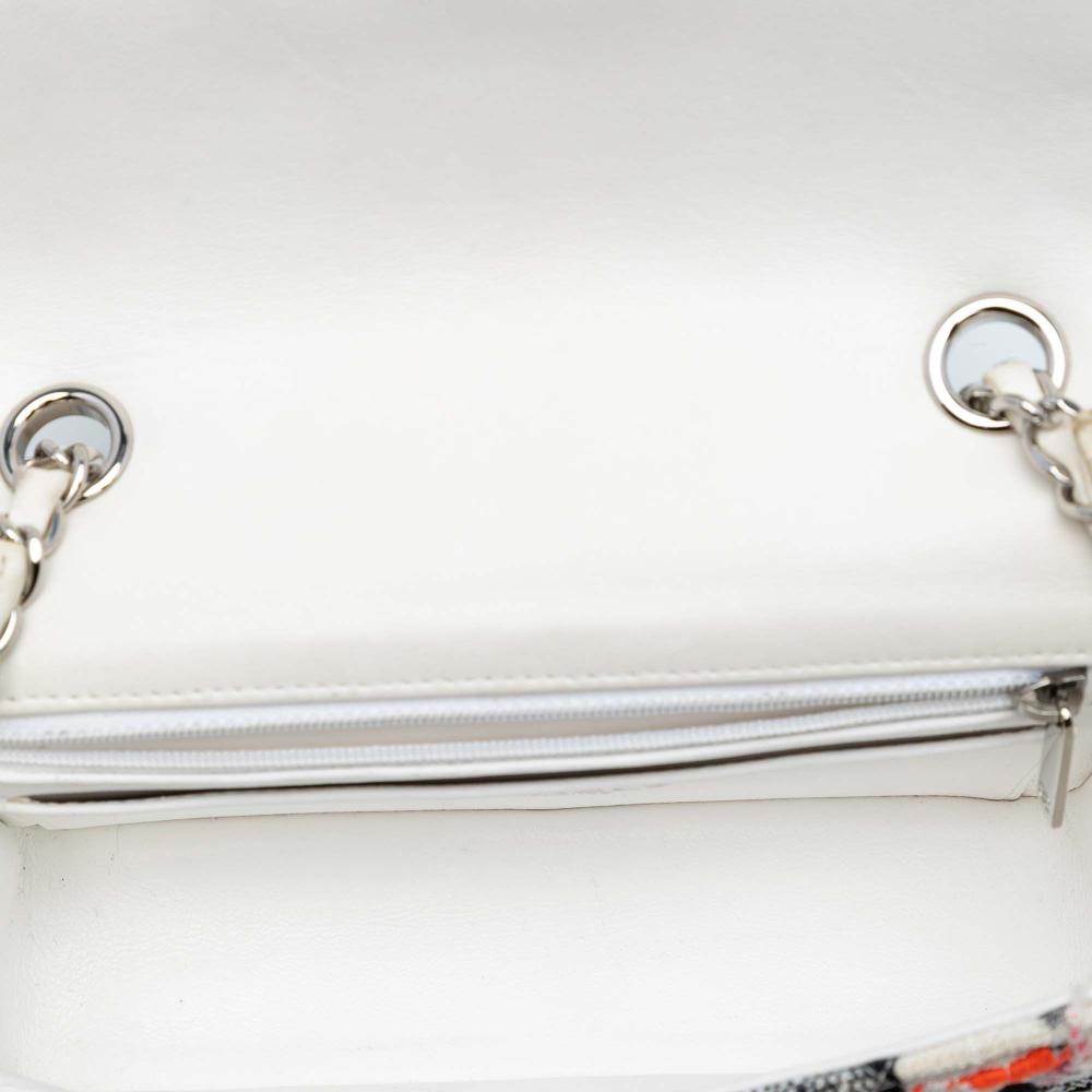 Chanel B Chanel White with Multi Tweed Fabric Mini Rectangular Classic Check Single Flap France