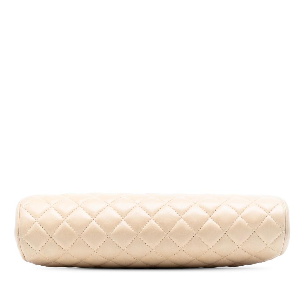Chanel B Chanel Brown Light Beige Lambskin Leather Leather Quilted Lambskin Timeless Kisslock Clutch Italy