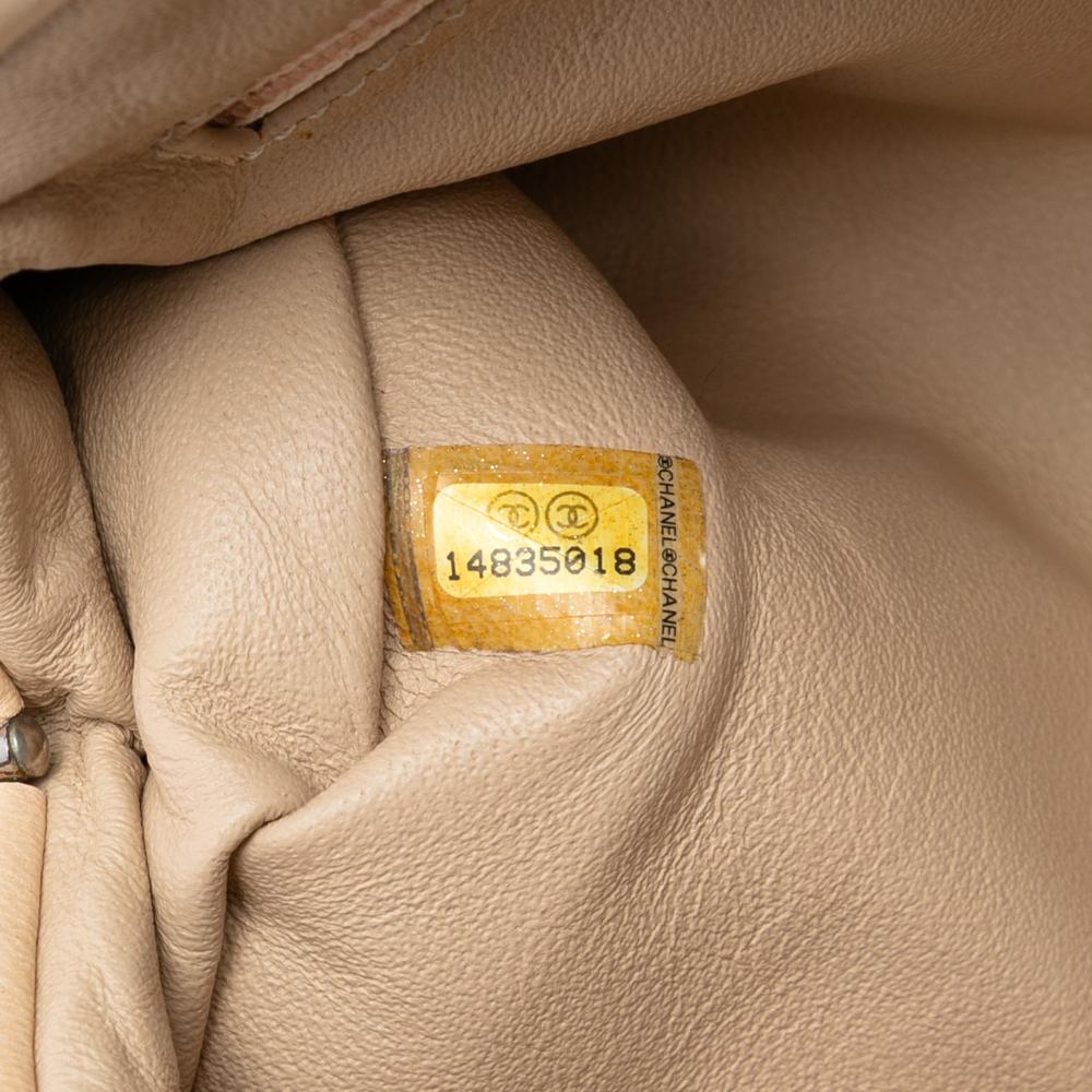 Chanel B Chanel Brown Light Beige Lambskin Leather Leather Quilted Lambskin Timeless Kisslock Clutch Italy