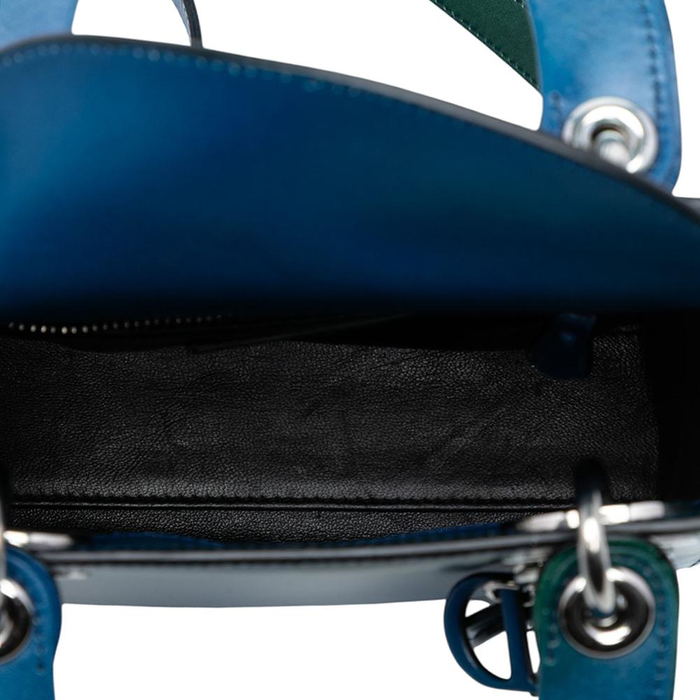 Christian Dior B Dior Blue Calf Leather Mini Ombre skin Lady Dior Italy