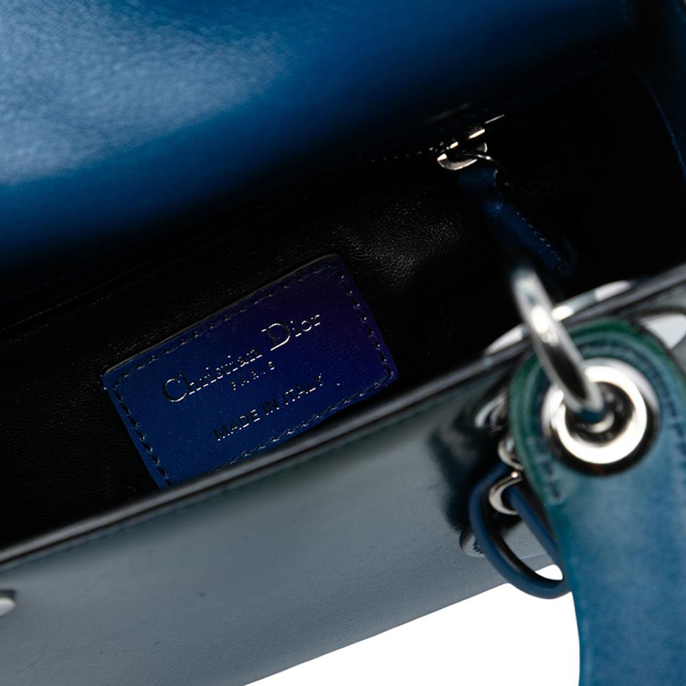 Christian Dior B Dior Blue Calf Leather Mini Ombre skin Lady Dior Italy