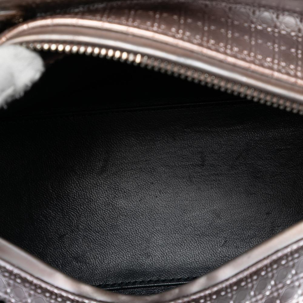 Christian Dior B Dior Pink Rose Gold Patent Leather Leather Medium Metallic Patent Microcannage Lady Dior Italy