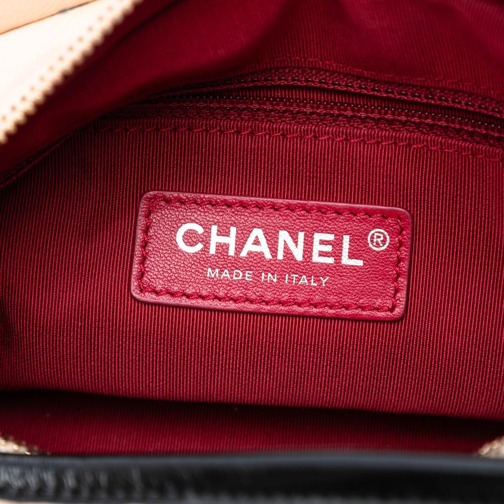 Chanel AB Chanel Brown Beige with Black Calf Leather Small Bicolor Aged skin Gabrielle Crossbody Italy