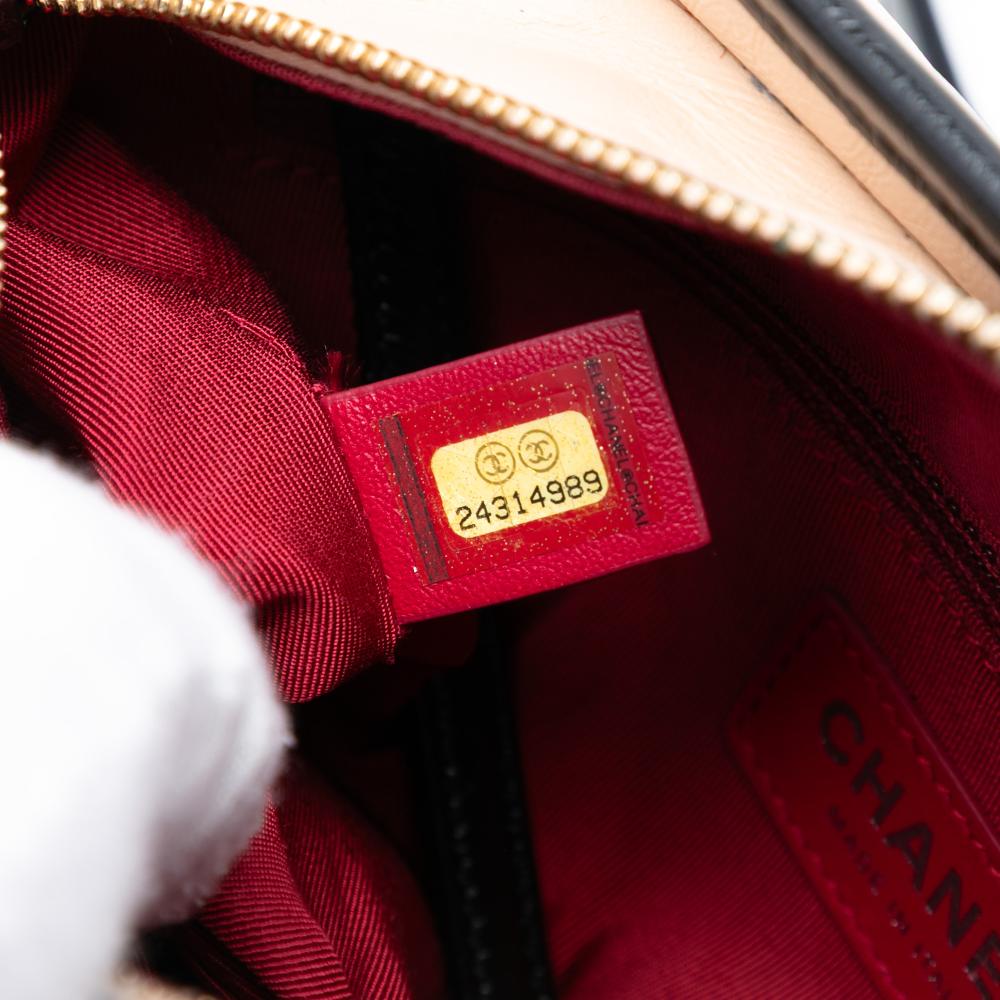 Chanel AB Chanel Brown Beige with Black Calf Leather Small Bicolor Aged skin Gabrielle Crossbody Italy